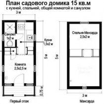 пример плана садового домика 15 кв.м